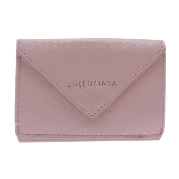Balenciaga Paper Mini Wallet Women's Tri-fold 391446 Pink Leather